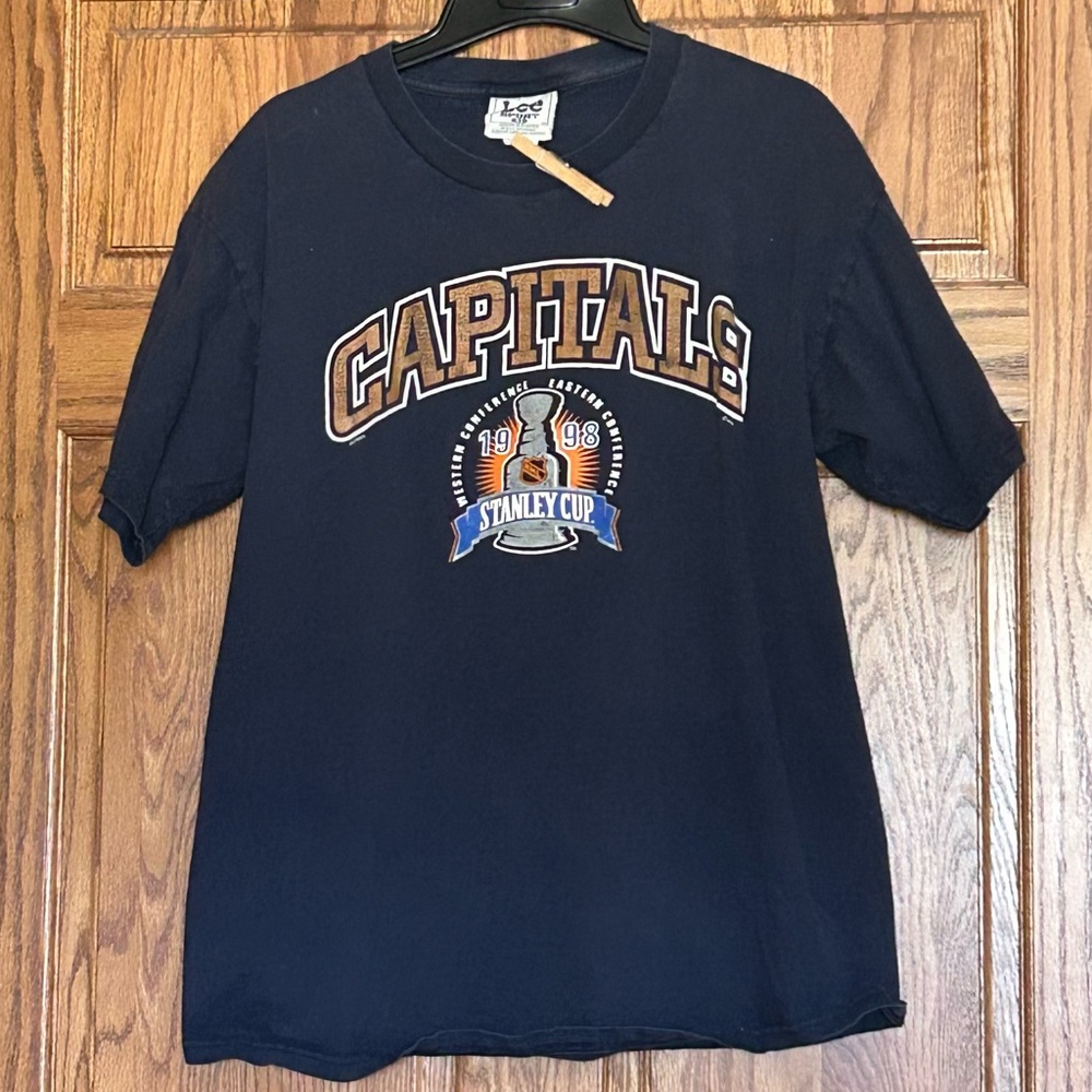 Rare Washington Capitals 1998 Stanley Cup Playoffs Navy Blue XL T-Shirt